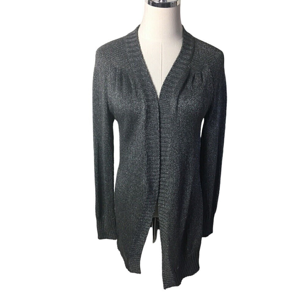 Hallhuber Silver Size Small Cardigan Open Front Sweater Gray Metallic Women's